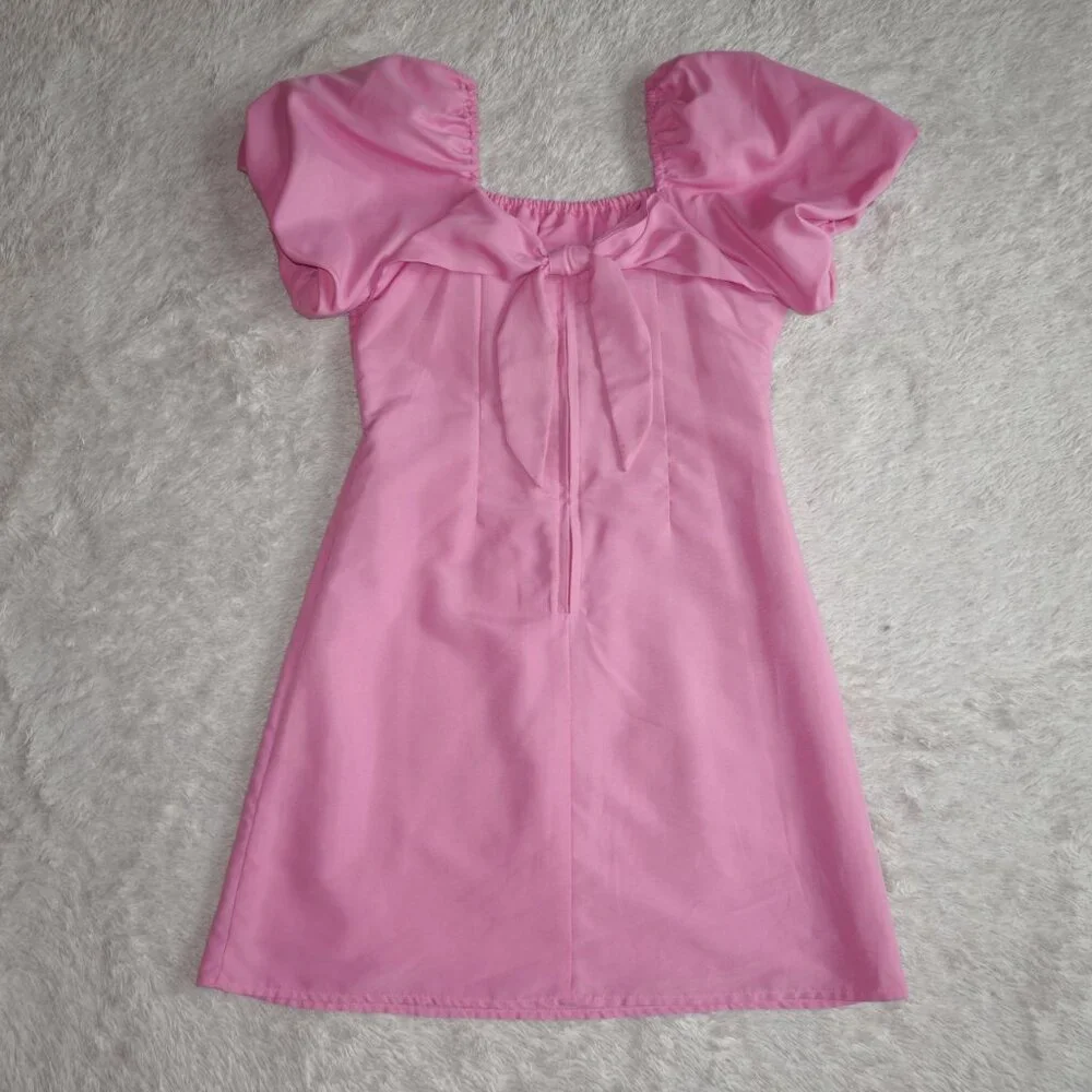 Girls Size 14 GB Girls Pink Puff-Sleeve Empire Waist Dress, Like New - Picture 8 of 10